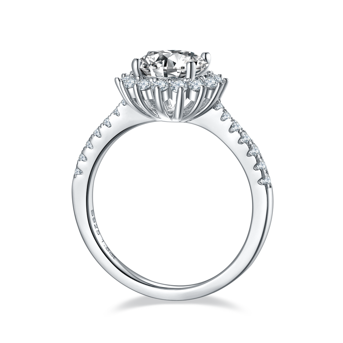 Sunflower S925 Silver Plated Platinum Moissanite Diamond Women's Ring 1.5 Carat D-Class